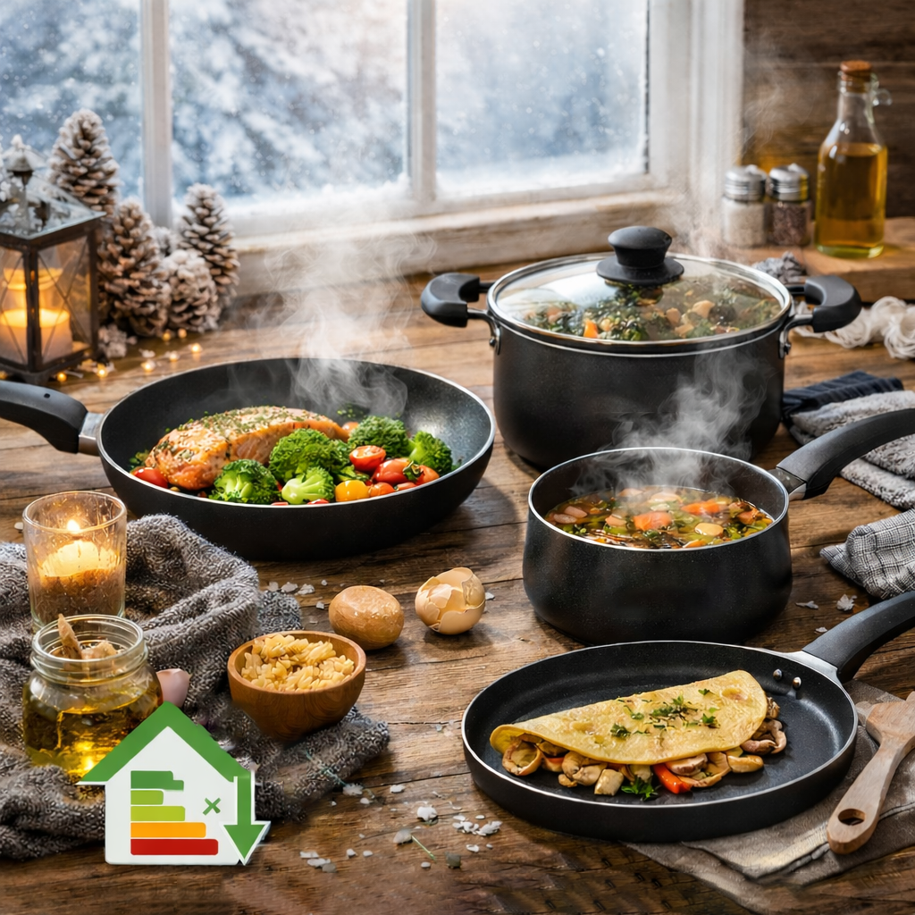 ظروف تفلون در زمستان برای پخت غذاهای گرم و کم‌مصرف